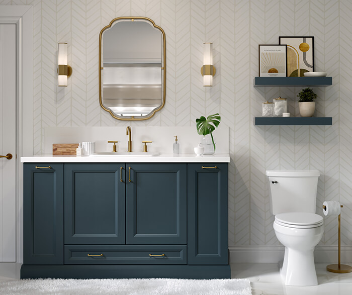 White and navy bathroom