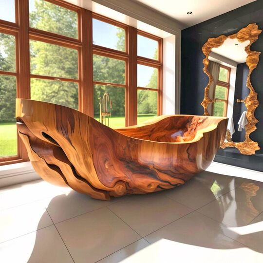 Wooden bathtub