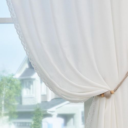 jinchan White Linen Curtains