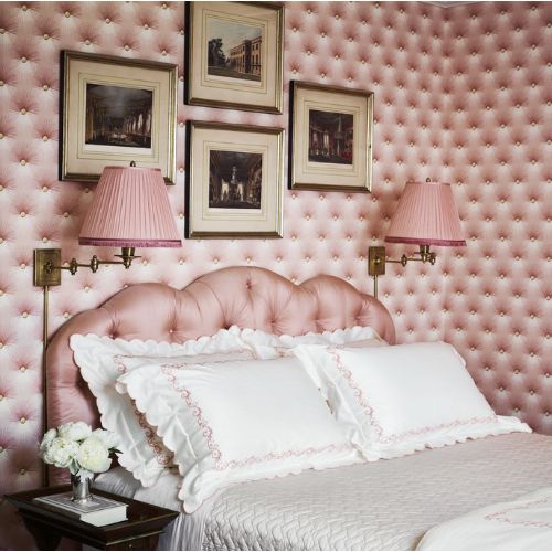 Tufted wall in bedroom