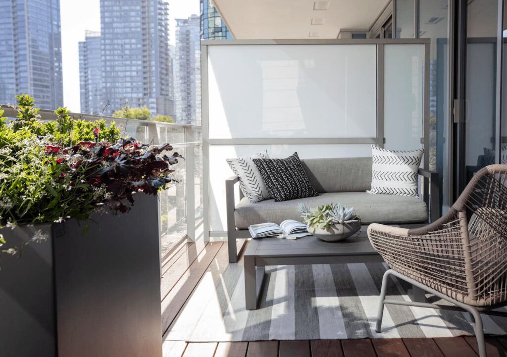 hanging plants on a condo balcony